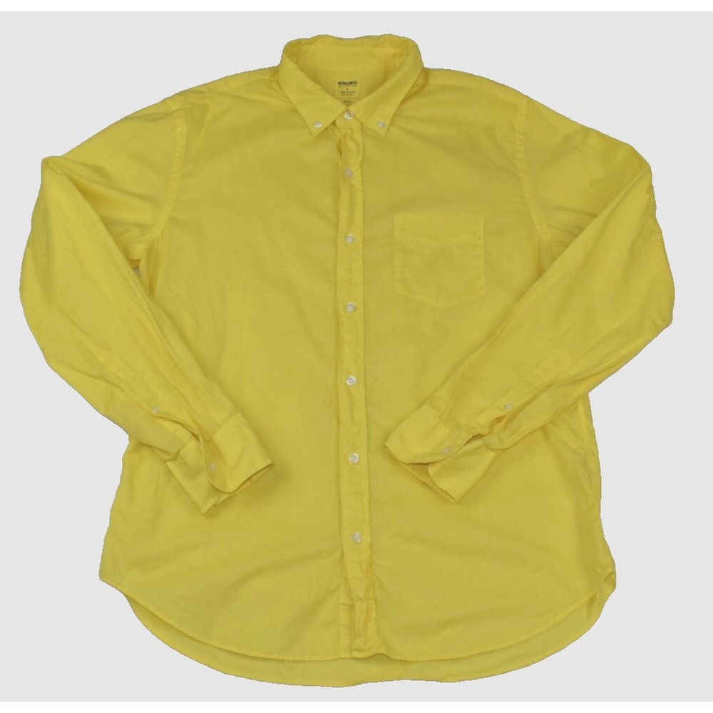 Bonobos Slim Fit Men's Shirt Size L Yellow Long Sleeve Button Up Oxford Light